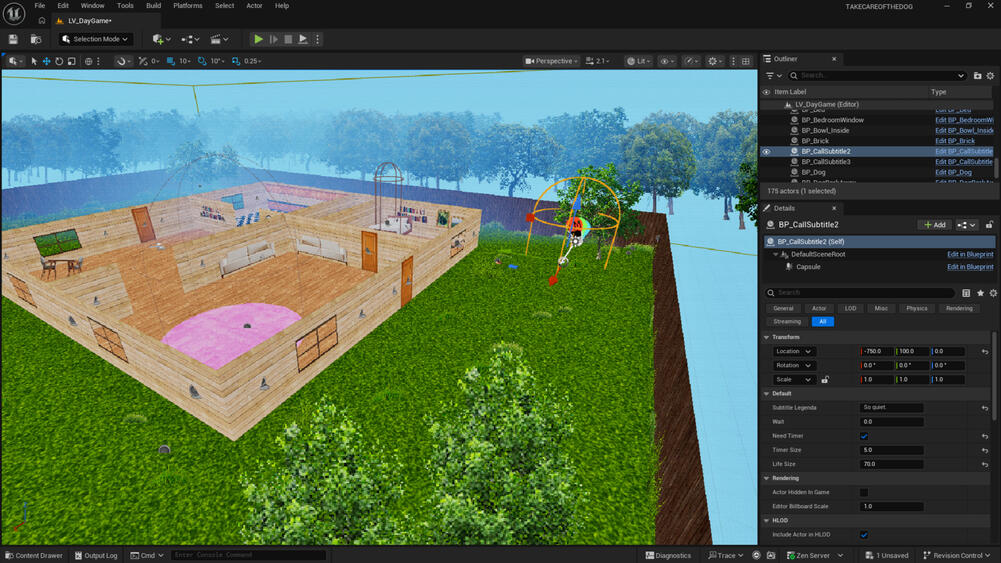 Ambiente de desenvolvimento do jogo (Unreal Engine)